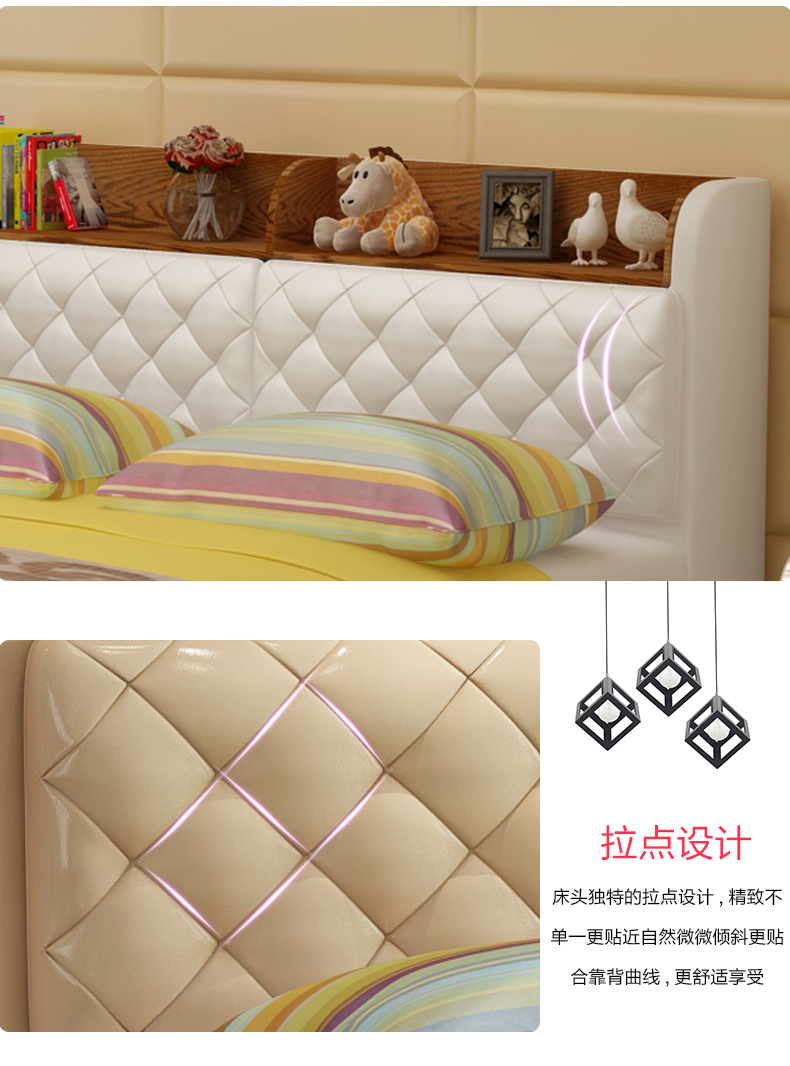 Tatami giường ngủ da hiện đại nhỏ gọn master bedroom massage phần mềm đôi giường hôn nhân giường Da giường da giường đa chức năng - Giường giường giá rẻ