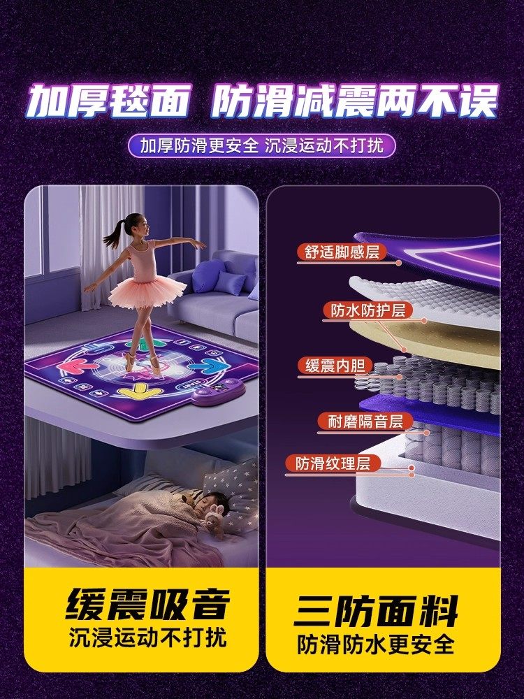 Music Light-Up Dance Mat for Children, No Tv Needed, Parent-Child Exercise, Bluetooth Machine, Wireless Home Indoor Dance Carpet