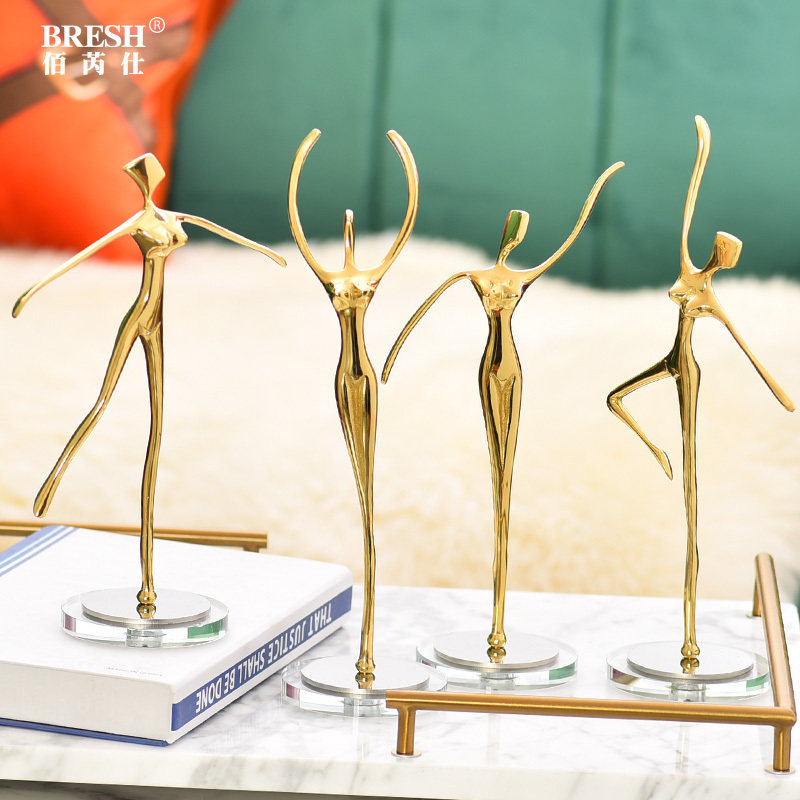 Light Extravaganza Creativity Brief Pure Brass Pendulum Home Ballet Dancer Dancing Room Dancing Room Adornment Tabletop Furnishing