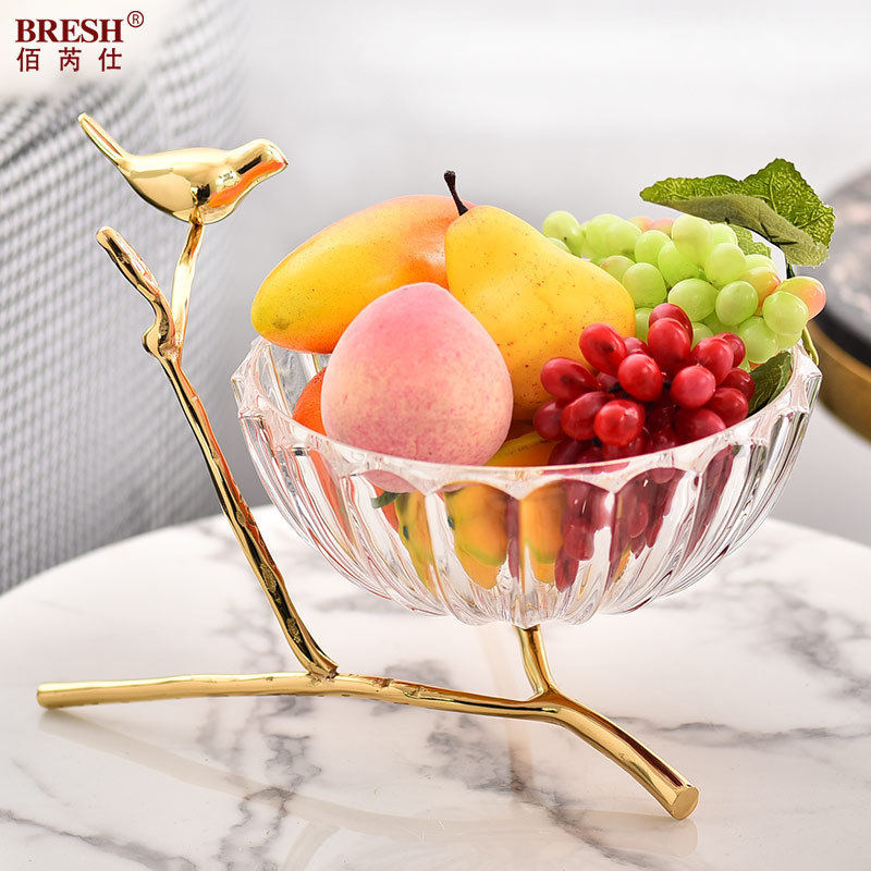 100 Reich copper creative small bird fruit pan fruit basin minimalist light and luxurious living-room tea table twigs glass fruit tray decorations