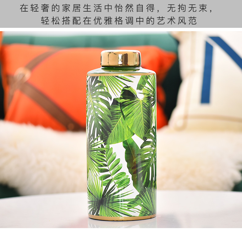 Household ceramic vases, light key-2 luxury decorations leaf green, flower implement of curvature of the villa example room living room decoration vase