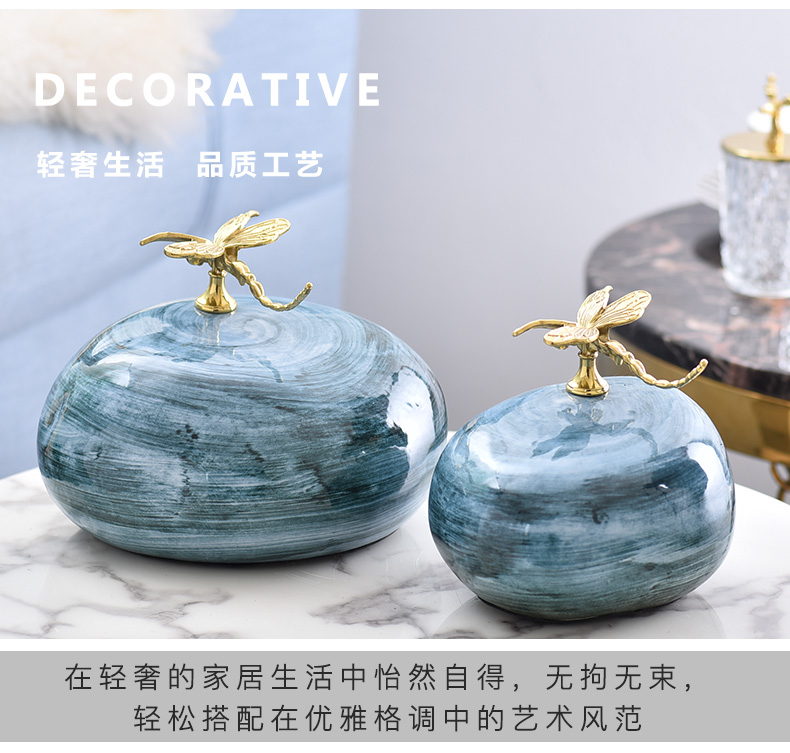 New Chinese style dragonfly ceramic decoration light contracted and I key-2 luxury model between the sitting room porch study bookcase wine furnishing articles