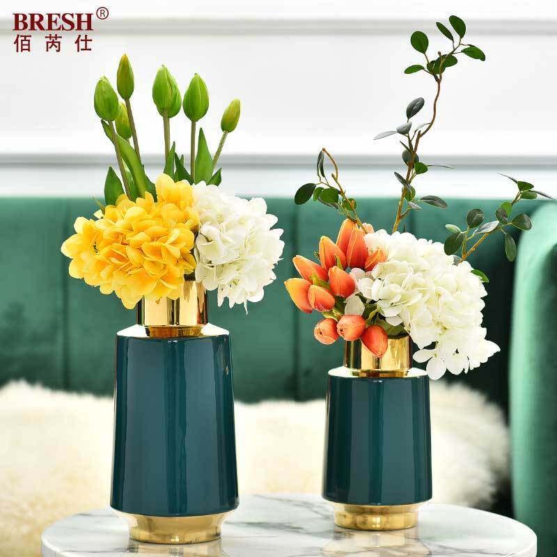 Light luxury decoration Simple decoration Living room TV cabinet Vase storage tank Ceramic home accessories H1074 dark green