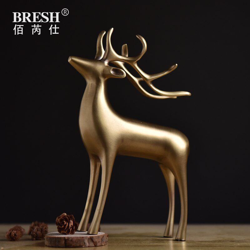 Auspicious ornaments all copper deer Light luxury European creative gifts Office living room home decorations spot