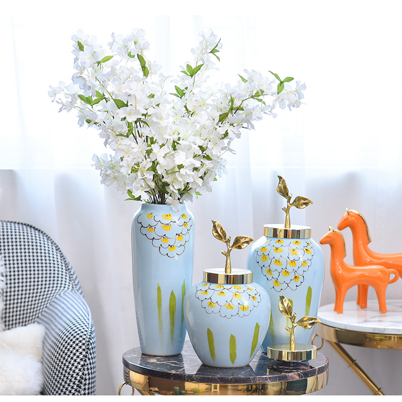 Light key-2 luxury ceramic vase copper flower arrangement suits for storage tank ou deserve to act the role of furnishing articles, the sitting room porch home decoration furnishing articles