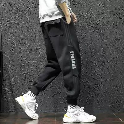 Tide brand Japanese pants men's fat plus size loose sports pants Korean trend printing Rob Harlan pants