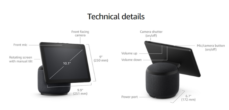 IP-камера 美国 all-new echo show 10 第三代 智能显示屏摄像头.