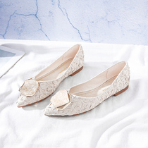 Pointed Flat Bottom Shoes Woman Shallow 2022 New leather One Foot Pedal Women Shoes Summer Thin soft-bottom low heel single shoe