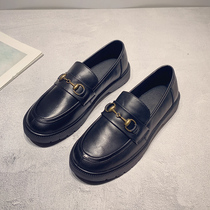 Thick Bottom Lefu Shoes Woman 2022 New genuine leather One foot pedal tennis red flat bottom single shoes Soft bottom Inn wind small leather shoes