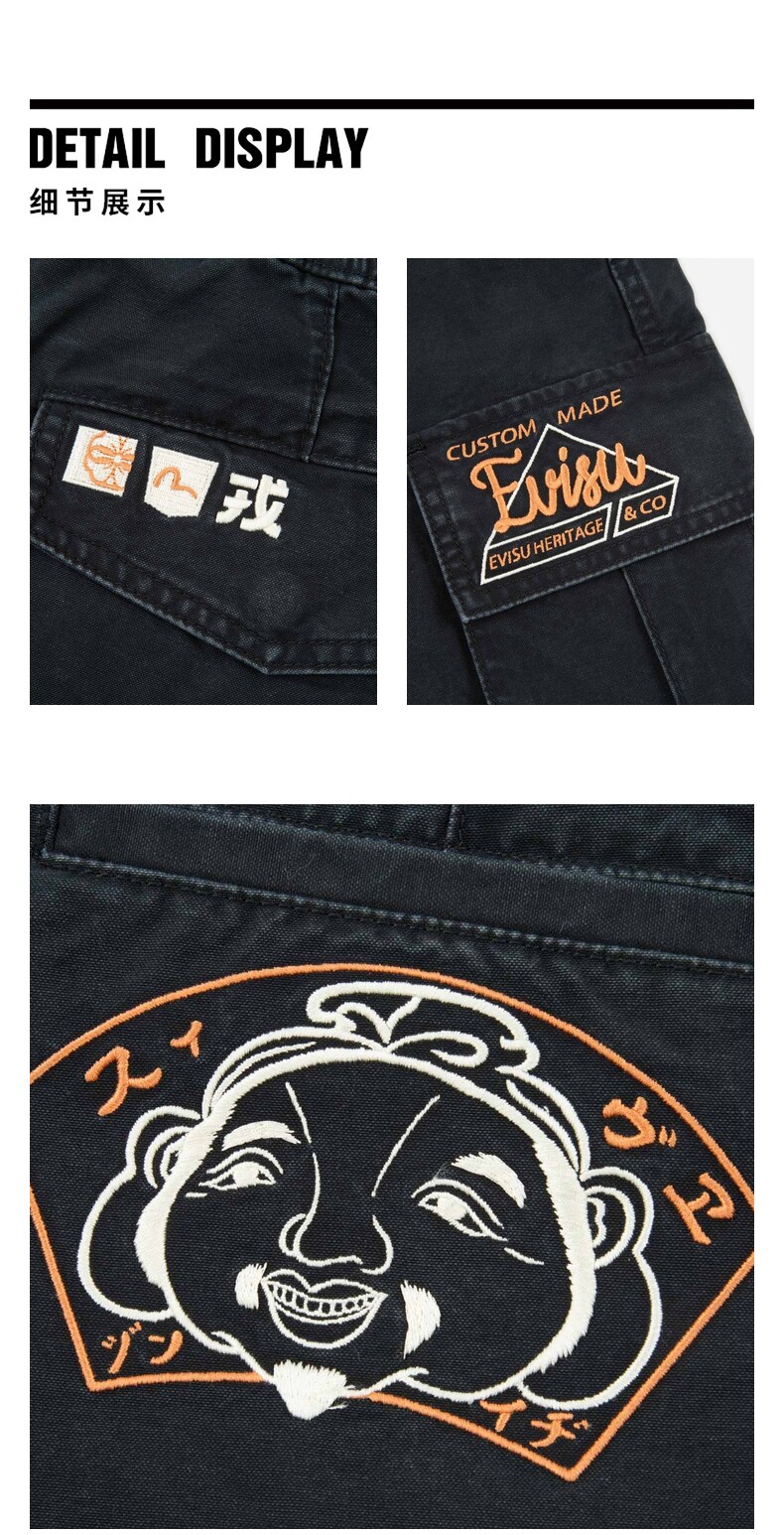 EVISU мужской голова будды вышивка случайный тенденция механическая обработка шорты мужской 2ESHTM2SH237XXCT 