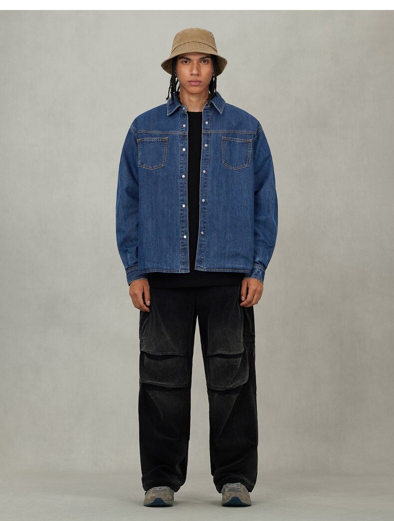 Джинсовая рубашка evisu福神 2025秋新品男商标布贴刺绣牛仔衬衣2eaejm5dl6039rxct