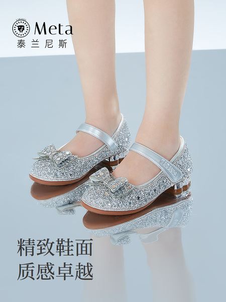 泰兰尼斯meta春夏童鞋女童水晶鞋儿童演出鞋软底闪亮大童公主单鞋 — 3