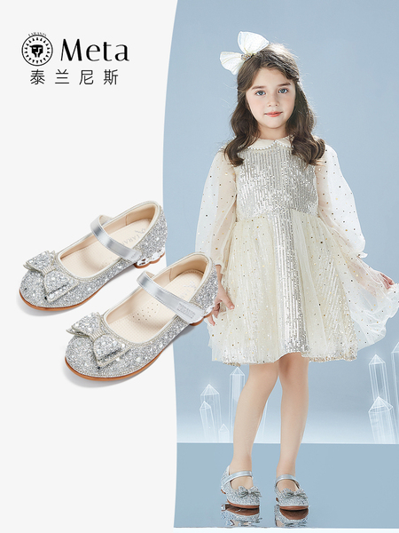 泰兰尼斯meta春夏童鞋女童水晶鞋儿童演出鞋软底闪亮大童公主单鞋 — 2