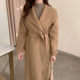 Korean chic niche design mid-length belted waist woolen coat women's woolen coat