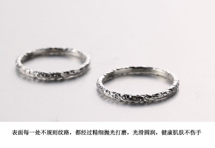 Cặp nhẫn một cặp nhẫn bằng bạc 999 sterling Sinh viên Nhật Bản và Hàn Quốc đơn giản thủ công nam và nữ đuôi chữ - Nhẫn nhẫn cưới bạch kim