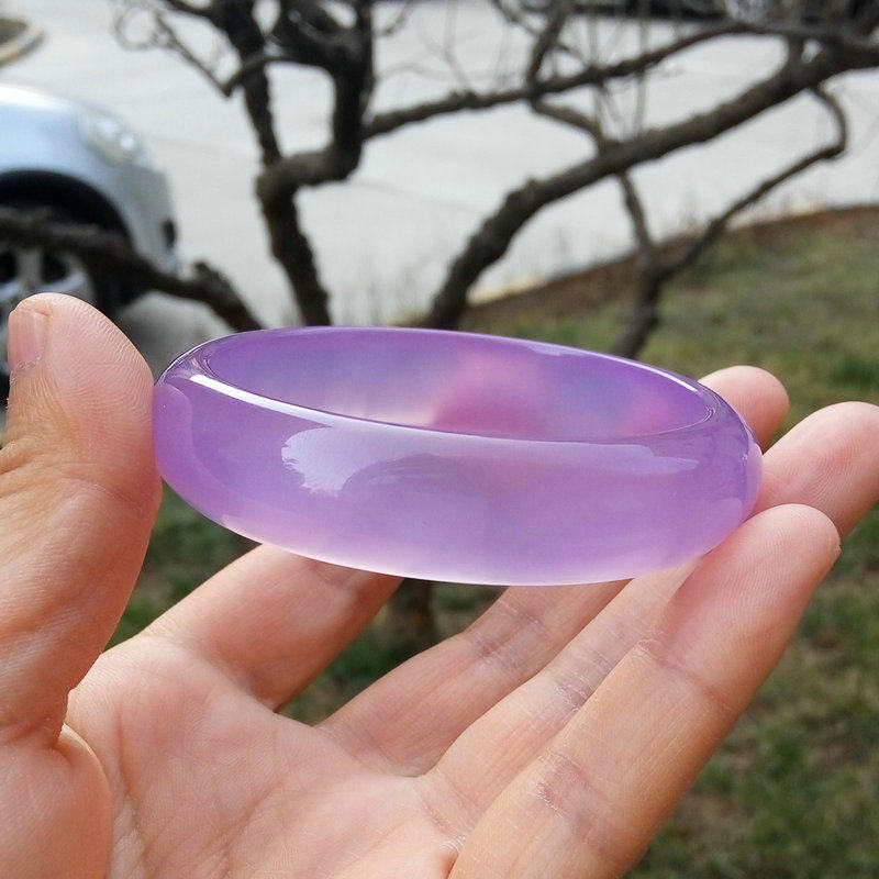 Natural ice pink purple ice flower jade bracelet teenage bracelet jade cornus bracelet, west blue field bracelet