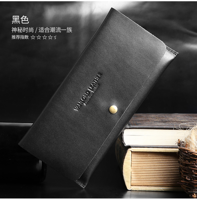 Ví da nam siêu mỏng tay cầm đầu lớp da điện thoại di động túi xách nữ dài phần thanh niên retro chữ da - Ví tiền ví dior
