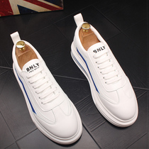 Mens shoes 2023 new thick sole sneaker trend casual cushion small white shoes increase real leather board shoes