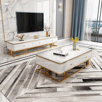 Nordic light luxury tea table simple small apartment table living room Oval tempered glass coffee table TV cabinet combination