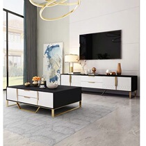 Post-modern simple light luxury coffee table TV cabinet combination white paint small apartment marble coffee table living room furniture