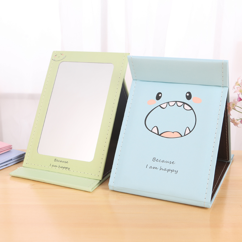 Folding leather paper mirror Makeup comb hair make mask Small large mirror Portable desktop makeup mirror Makeup mirror