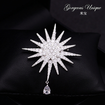 Korean high-end mens badge corsage suit coat collar pin ornaments fashionable versatile simple six-star clasp