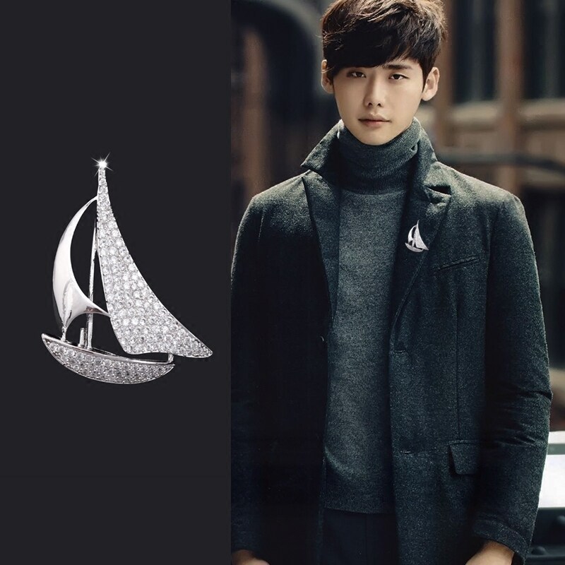 South Korea High-end Brooch Retro Vintage Sailing Collar Needle for men and women in the same suit Chest Flowers Shirt Collar Buttoned Pin Badger Accessories