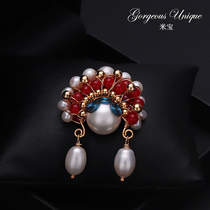 887 Chinese style opera knife Ma Dan brooch female natural freshwater pearl facial makeup accessories female shawl buckle pin