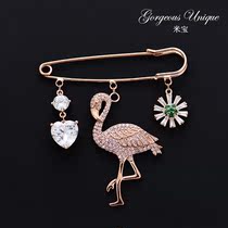 New high-end crystal pin Japanese and Korean Daisy accessories purple bird female temperament coat sweater brooch corset