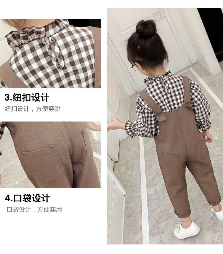 Quần áo 4 trẻ em 5 cô gái mùa thu 2018 mới 6 quần yếm hai bộ 7 thời trang 8 khí ngoại 9 cô gái 10 tuổi quần áo trẻ em mùa thu đông