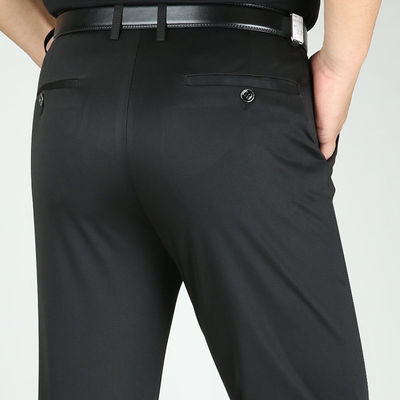 休闲裤秋冬厚款中老年男士弹力高腰西裤