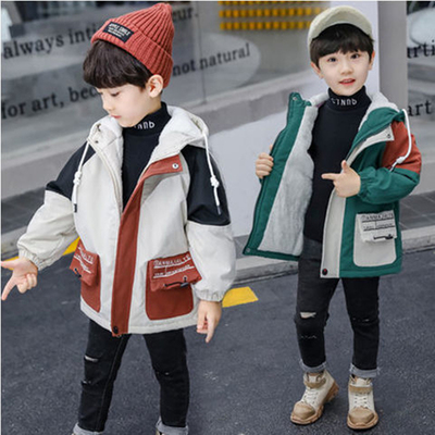 男童儿童加厚加绒休闲保暖夹克男风衣外套