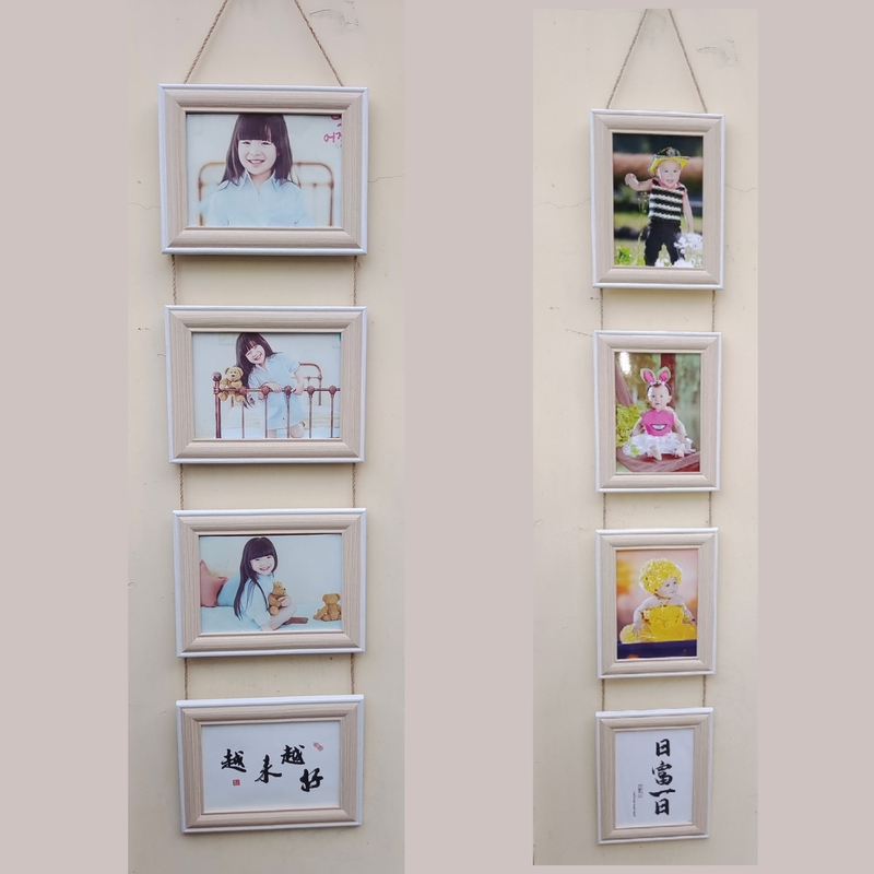 Four-Connected Photo Wall Five-Seven 5678inch Photo Frame Wall-Mounted Combination Photo Frame Decoration for Living Room and Bedroom Background Wall Plus