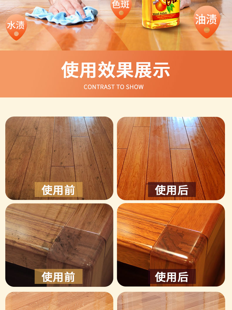 Hoa Kỳ HOWARD sàn gỗ tinh dầu tự nhiên dầu cam rắn gỗ tổng hợp sàn sạch hơn khử trùng bảo trì chăm sóc sáp - Phụ kiện chăm sóc mắt nước xịt kính Gift