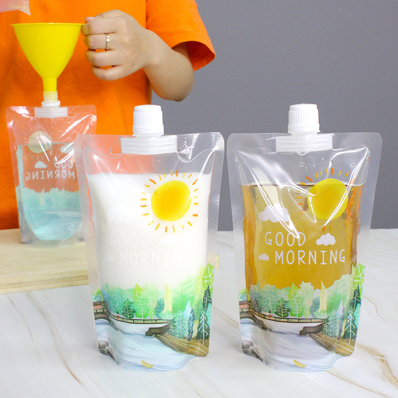 Soy milk bag disposable milk tea packaging bag takeaway soup soup green medicine bag nozzle sealing bag