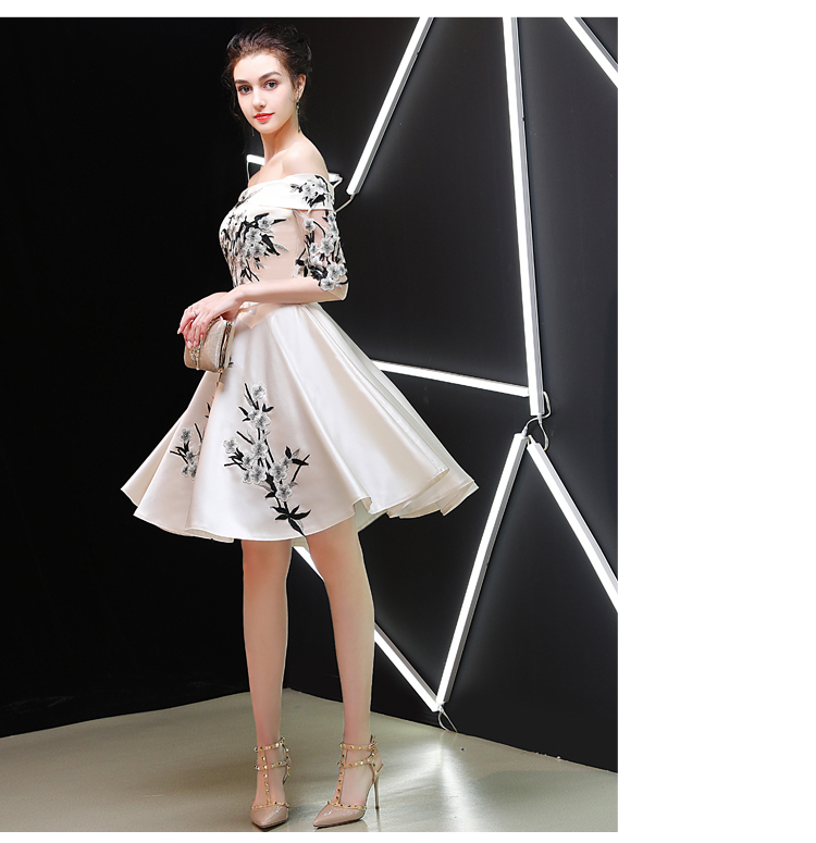 banquet evening dress 2019 new fashion golden annual party dress short bride toast dress dress female winter