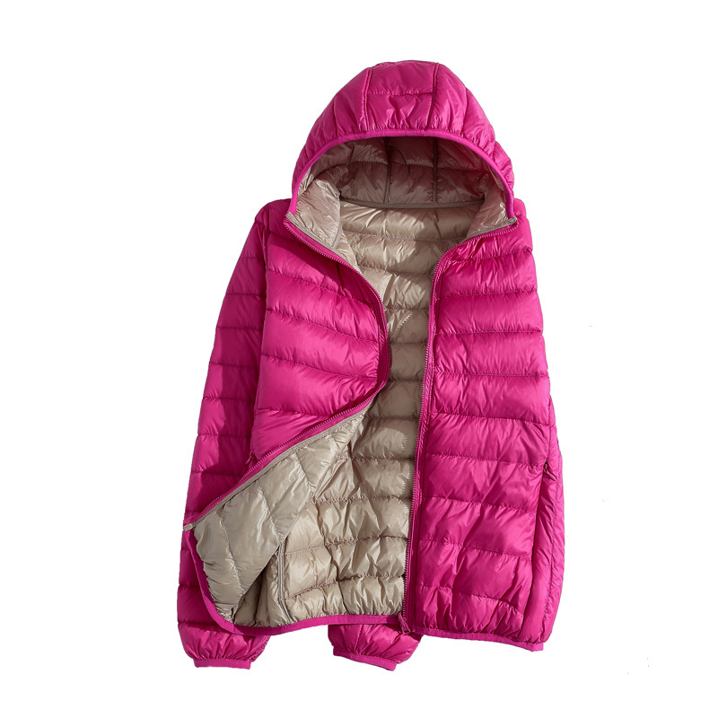 Off-Season Clearance Ultra-Light down Jacket for Women, Reversible Short Hooded Plus-Size Women's Clothing, Portable Reversible Jacket