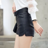 Шорты, штаны, демисезонные полиуретановые черные весенние сапоги, высокая талия, 2020, А-силуэт, свободный крой