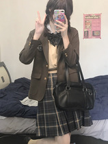 JK uniform suit with original brown pleaty skirt skirt skirt skirt is thin in summer