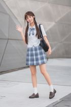 Original blue JK uniform skirt original fold dress skirt high waist student suit college wind JK