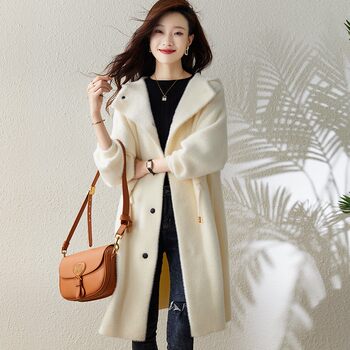 仿水貂绒大衣女秋冬2024新款法式气质宽松加厚中长款开衫外套上衣