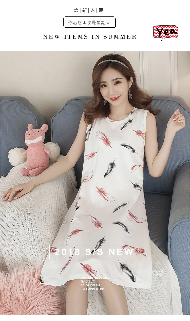 Nightdress nữ mùa hè cotton Hàn Quốc sinh viên tươi không tay đồ ngủ nữ mùa hè sling dễ thương rùa vest dịch vụ nhà