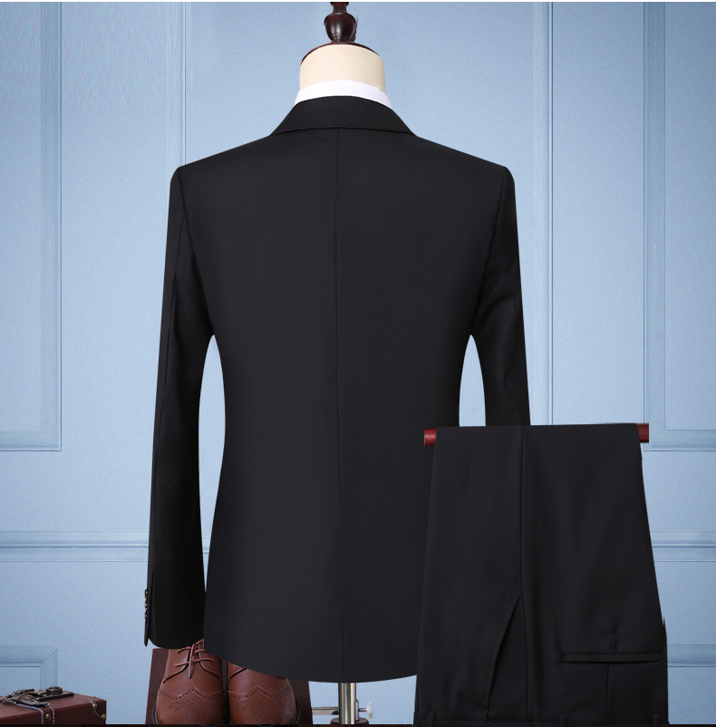 Bộ đồ vest nam hai mảnh phù hợp với Slim Hàn Quốc kinh doanh mặc màu đen hải quân nam màu xanh phù hợp với trung niên áo vest nam cao cấp