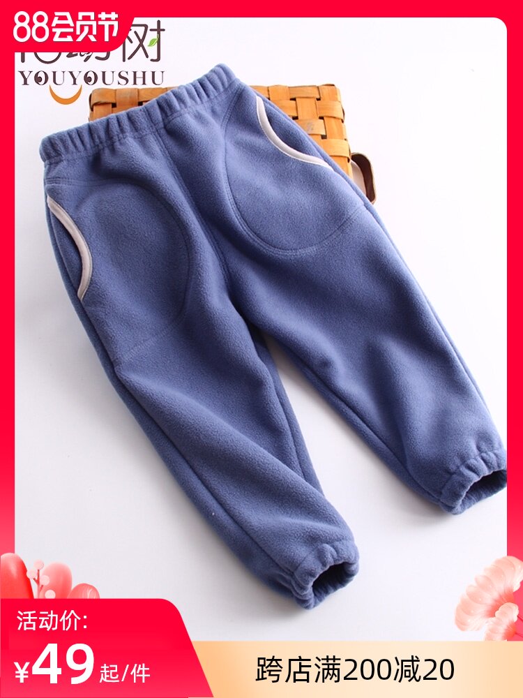 Children's clothing Boys ' pants Baby casual pants Children's velvet knitted pants Autumn and winter new autumn Western style sports pants