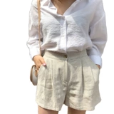 Шорты, летние тонкие штаны для отдыха, из хлопка и льна, высокая талия, оверсайз, подходит для подростков, А-силуэт, свободный крой