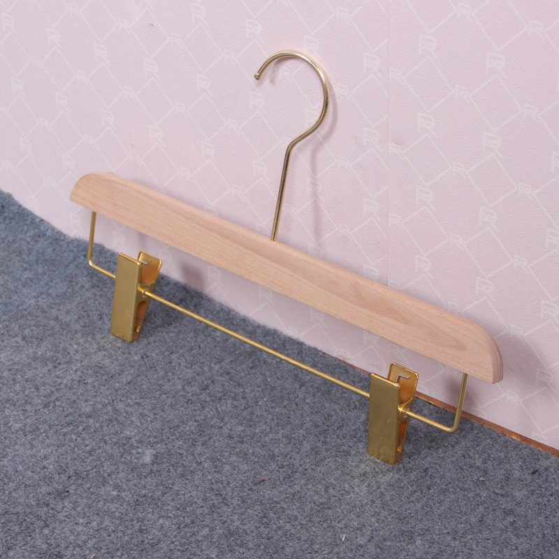 Clothing Store Wood Pants Clip Skirt Clips Log Gold Hook Pants Rack Women Clothes Hanger Pants Clip Adults Wood Pants Clip Gold Clip