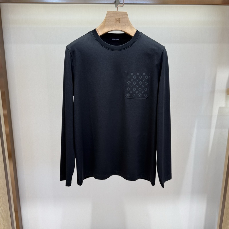 Bos Shenwei Autumn and Winter Men's Round Neck Business Casual Multi-Color Long-Sleeved T-Shirt 143110051370 Tag 1380