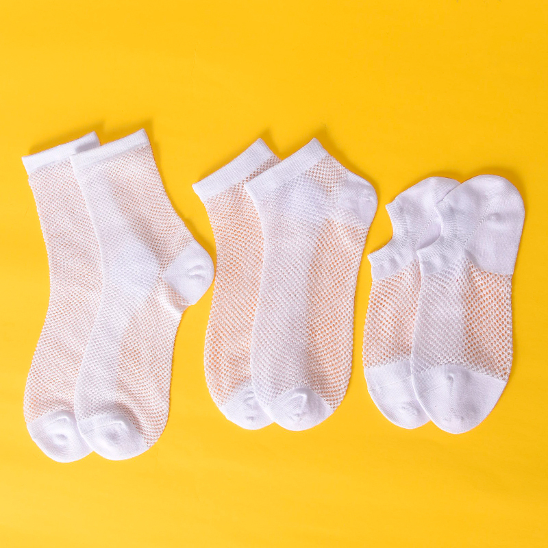 Summer Mesh Socks, Deodorant and Breathable Mid-Calf Socks for Men and Women, Pure Cotton Thin Mesh Socks, Hollow Short Socks, Thin Socks for Teenagers