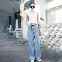 Wide leg jeans womens waitmore Net red high waist pants women thin cec loose SAG straight pants autumn