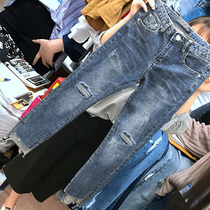 Breaking Hole High Waist Jeans Women Pants Fat Mm Big Size Slim 90% Little Feet 2022 New Summer Thin straight